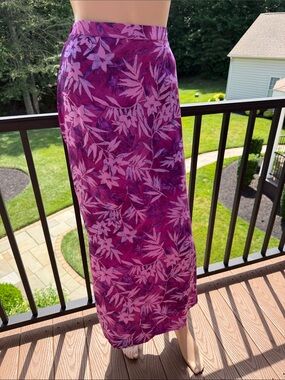Amanda Smith Silk Magenta Floral Wrap Skirt